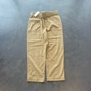 Anthropologie Moon River Yellow Belted Plaid Baggy Pants Women's L NWT